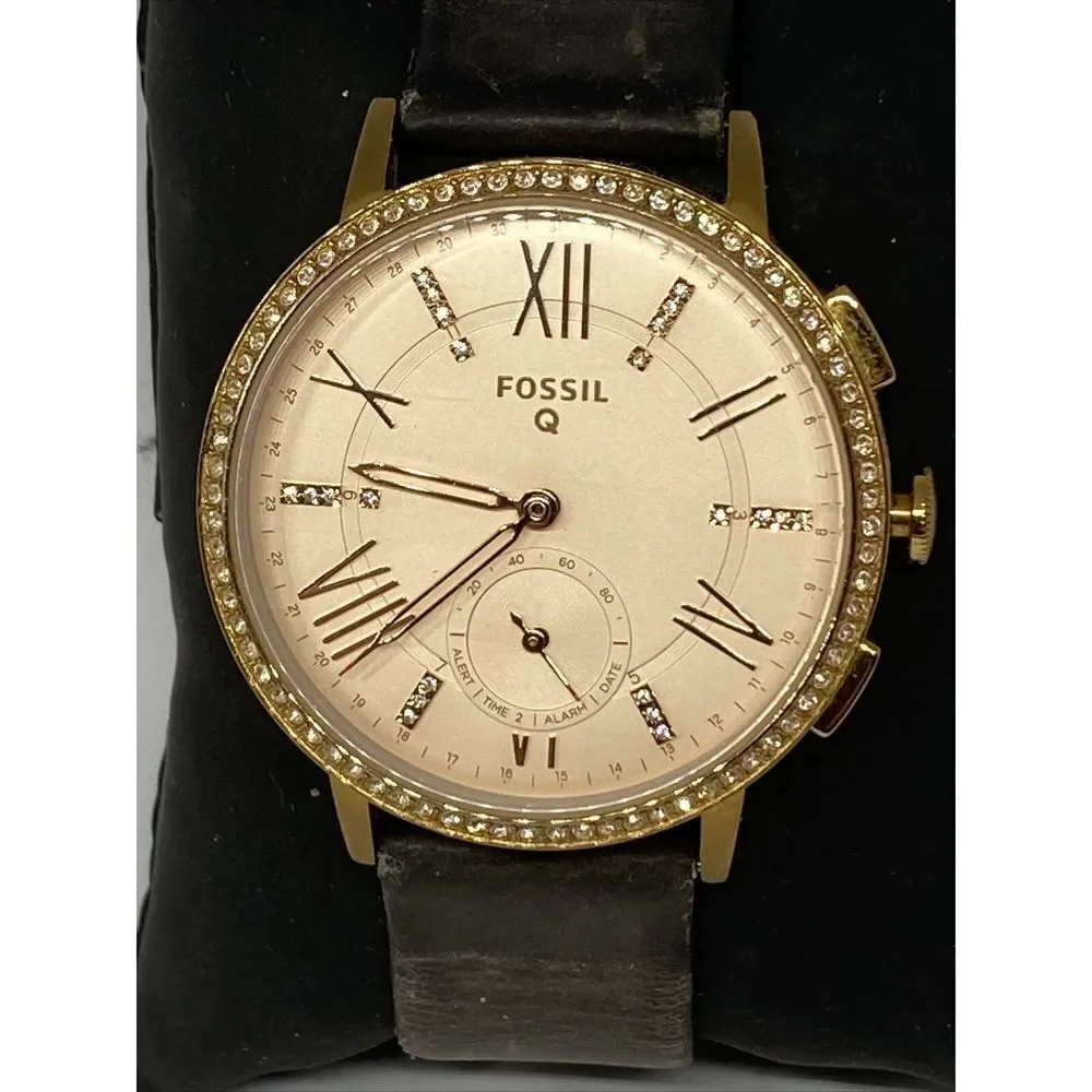 Fossil FTW1116 Women Brown Leather Rose Gold Analog Dial Hybrid Smartwatch XX631